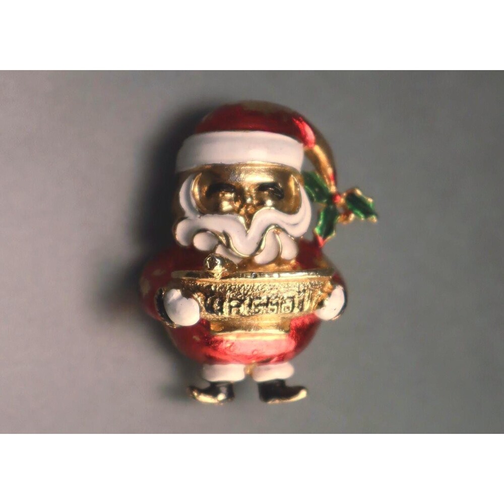 Vintage Santa Christmas Brooch Wassail Pin